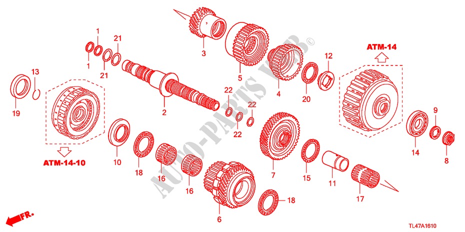 SEKUNDAERWELLE(DIESEL) für Honda ACCORD TOURER 2.2 ES 5 Türen 5 gang automatikgetriebe 2009