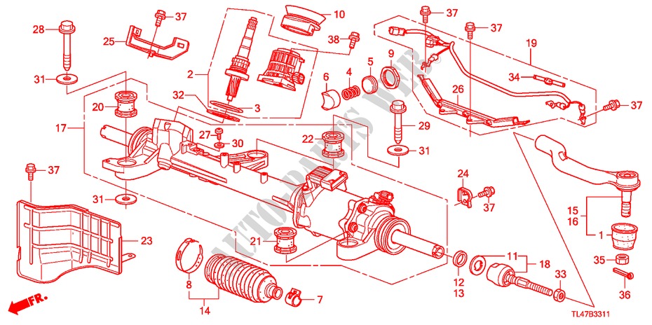 SERVOLENKGETRIEBE(EPS) (RH) für Honda ACCORD TOURER 2.0 ES 5 Türen 5 gang automatikgetriebe 2009
