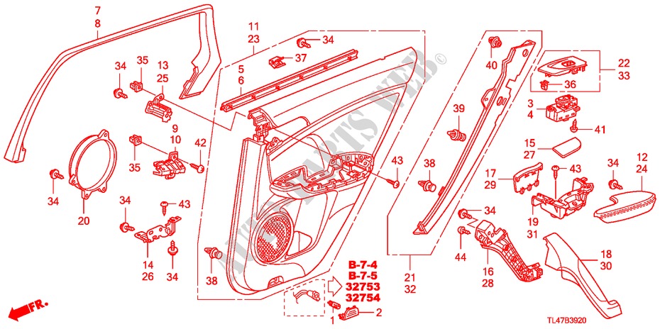 TUERVERKLEIDUNG, HINTEN für Honda ACCORD TOURER 2.2 EX 5 Türen 5 gang automatikgetriebe 2009