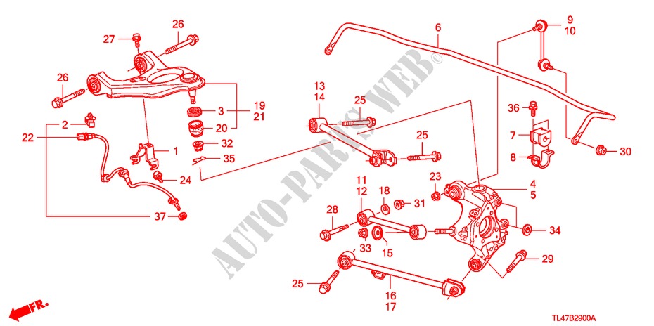 UNTERER ARM, HINTEN für Honda ACCORD TOURER 2.0 COMFORT 5 Türen 5 gang automatikgetriebe 2009