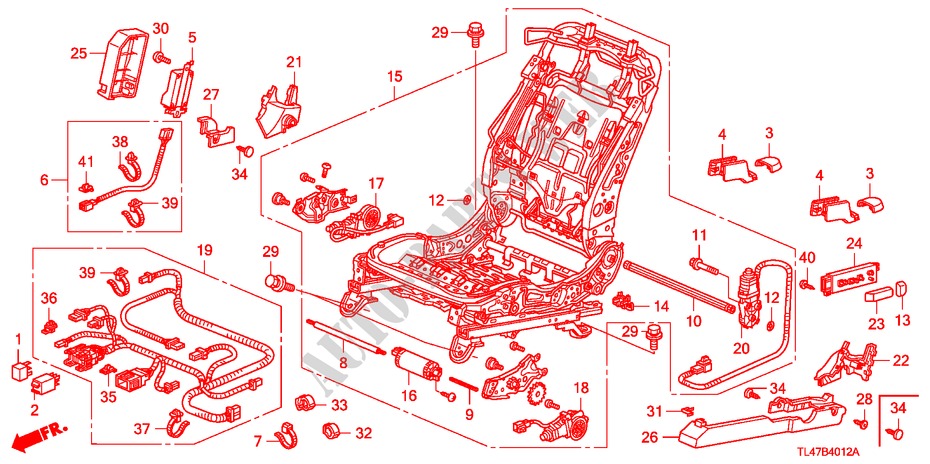 VORNE SITZKOMPONENTEN (L.)(VOLLE LEISTUNG, SITZ) (1) für Honda ACCORD TOURER 2.4 EX 5 Türen 6 gang-Schaltgetriebe 2009