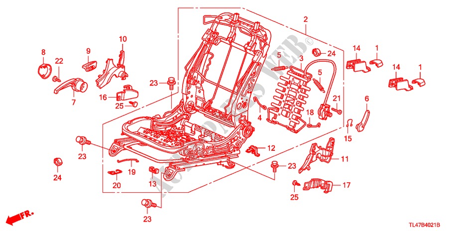VORNE SITZKOMPONENTEN (R.)(MANUELLE HOEHE) für Honda ACCORD TOURER 2.0 ES 5 Türen 5 gang automatikgetriebe 2009