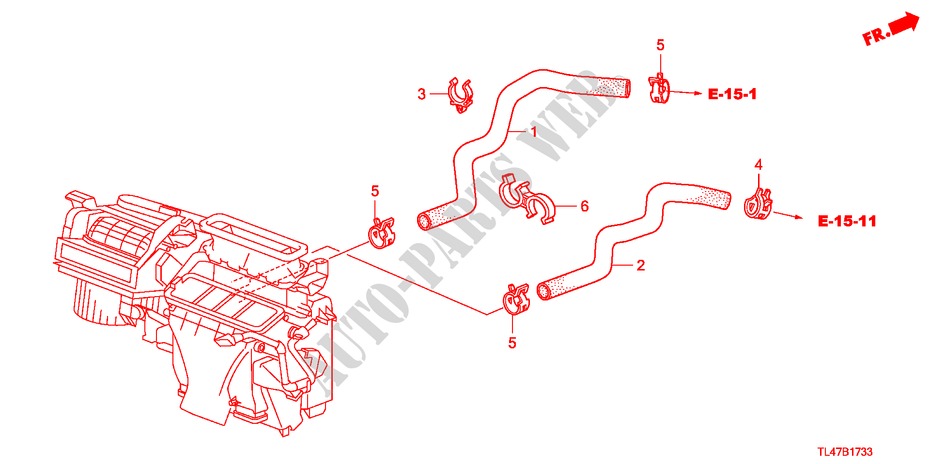 WASSERSCHLAUCH(2.4L) (RH) für Honda ACCORD TOURER 2.4 TYPE S 5 Türen 5 gang automatikgetriebe 2009