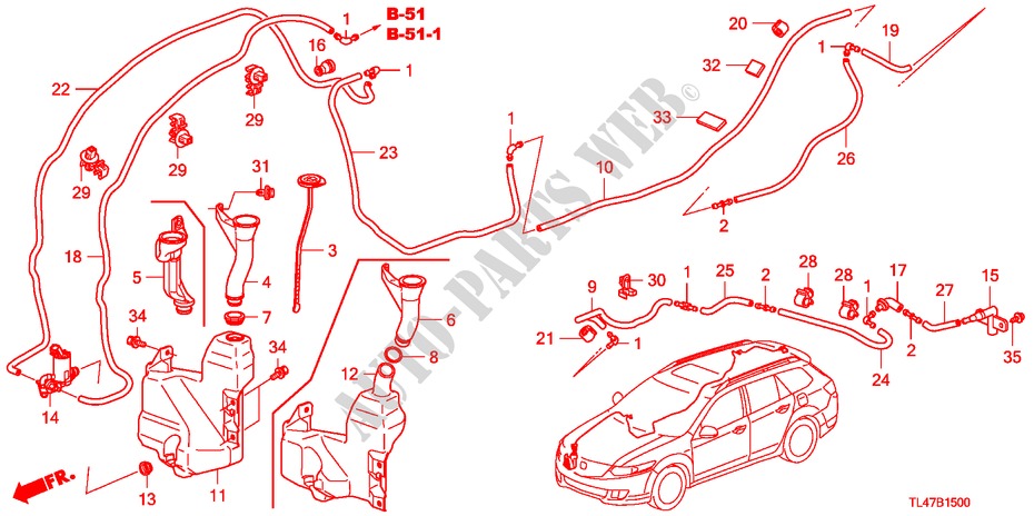 WINDSCHUTZSCHEIBENWASCHER für Honda ACCORD TOURER 2.0 ES-GT 5 Türen 5 gang automatikgetriebe 2009
