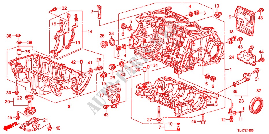 ZYLINDERBLOCK/OELWANNE (2.0L) für Honda ACCORD TOURER 2.0 COMFORT 5 Türen 6 gang-Schaltgetriebe 2009