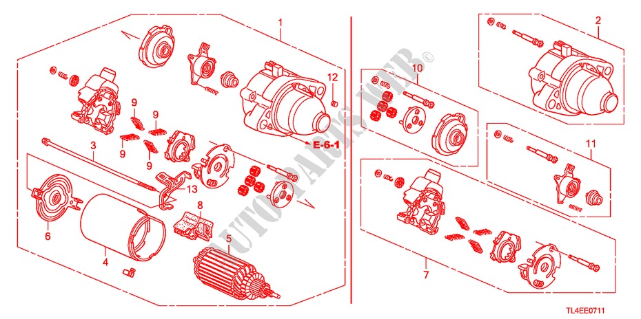 ANLASSER(MITSUBA)(2.4L) für Honda ACCORD TOURER 2.4 EXECUTIVE 5 Türen 6 gang-Schaltgetriebe 2010
