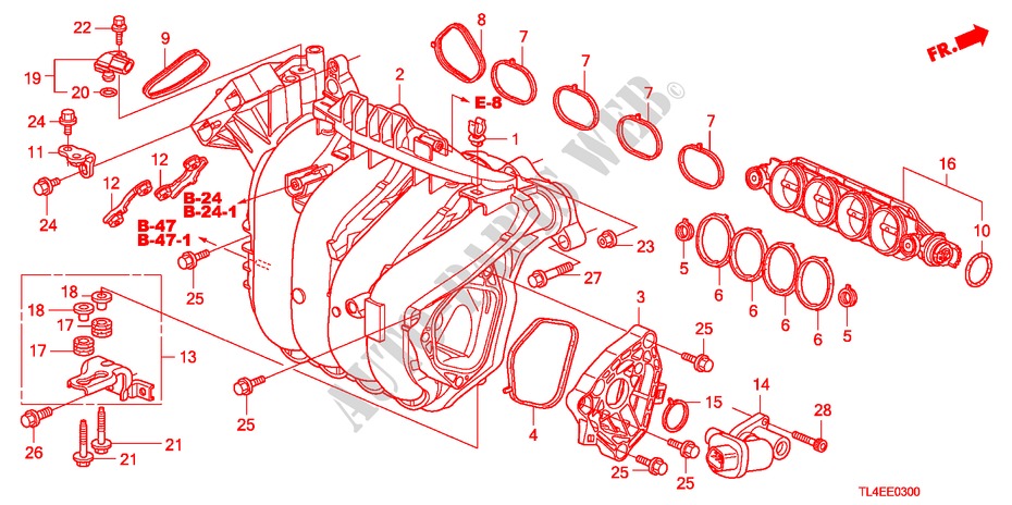 ANSAUGKRUEMMER(2.0L) für Honda ACCORD TOURER 2.0 COMFOT 5 Türen 6 gang-Schaltgetriebe 2010