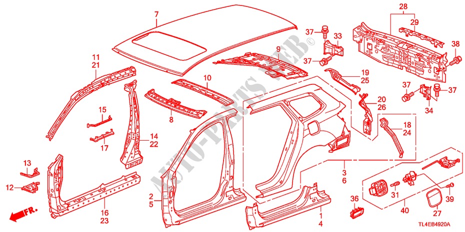 AUSSENBLECHE/TAFEL, HINTEN für Honda ACCORD TOURER 2.4 EXECUTIVE 5 Türen 5 gang automatikgetriebe 2010