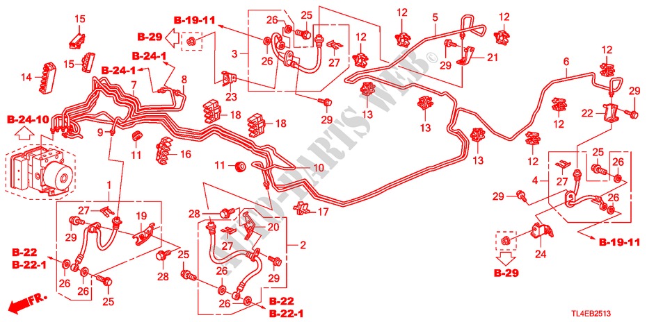 BREMSLEITUNGEN(VSA)(DIESEL)(RH) für Honda ACCORD TOURER 2.2 S-H 5 Türen 6 gang-Schaltgetriebe 2010