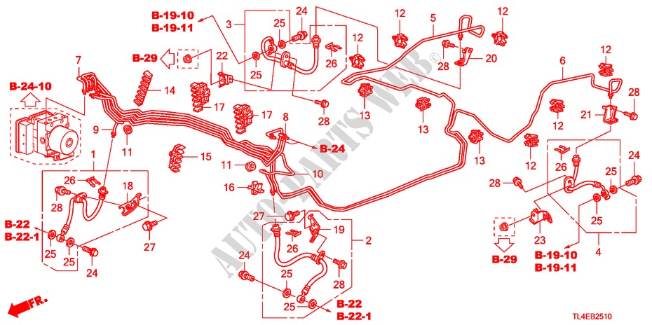 BREMSLEITUNGEN(VSA)(LH) für Honda ACCORD TOURER 2.4 EXECUTIVE 5 Türen 5 gang automatikgetriebe 2010
