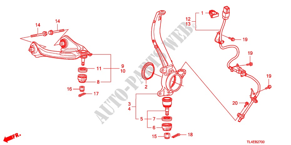 GELENK, VORNE für Honda ACCORD TOURER 2.4 EXECUTIVE 5 Türen 6 gang-Schaltgetriebe 2010