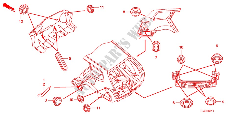 GUMMITUELLE(HINTEN) für Honda ACCORD TOURER 2.2 ELEGANCE 5 Türen 6 gang-Schaltgetriebe 2011