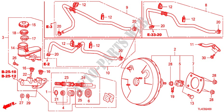 HAUPTBREMSZYLINDER/MASTER POWER(LH) für Honda ACCORD TOURER 2.4 S 5 Türen 6 gang-Schaltgetriebe 2011