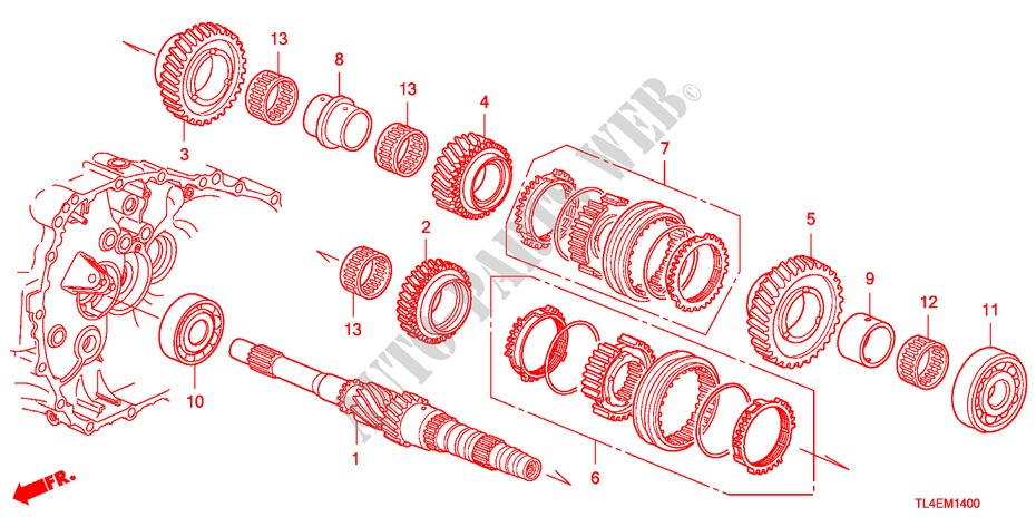 HAUPTWELLE(DIESEL) für Honda ACCORD TOURER 2.2 ELEGANCE 5 Türen 6 gang-Schaltgetriebe 2011