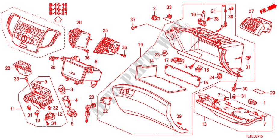 INSTRUMENTENBRETT(BEIFAHRERSEITE)(LH) für Honda ACCORD TOURER 2.4 EXECUTIVE 5 Türen 5 gang automatikgetriebe 2010