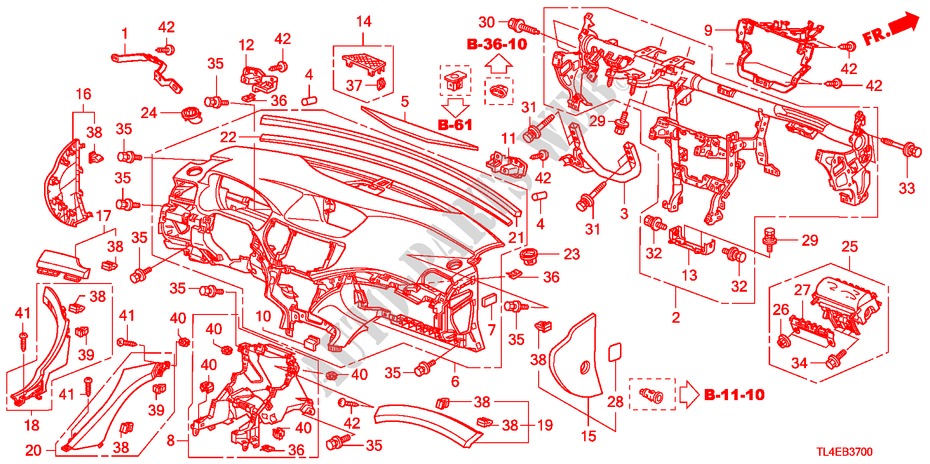 INSTRUMENTENBRETT(LH) für Honda ACCORD TOURER 2.4 EXECUTIVE 5 Türen 5 gang automatikgetriebe 2010