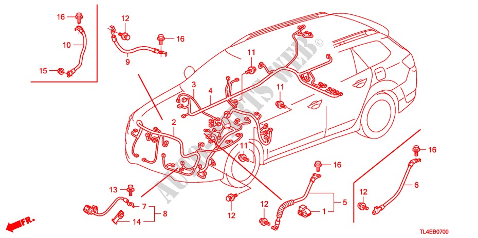 KABELBAUM(1)(LH) für Honda ACCORD TOURER 2.4 EXECUTIVE 5 Türen 5 gang automatikgetriebe 2010