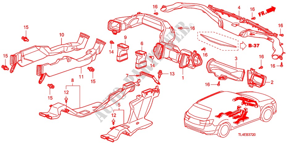 KANAL(LH) für Honda ACCORD TOURER 2.4 EXECUTIVE 5 Türen 5 gang automatikgetriebe 2010