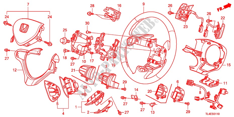 LENKRAD(SRS) für Honda ACCORD TOURER 2.4 EXECUTIVE 5 Türen 6 gang-Schaltgetriebe 2010