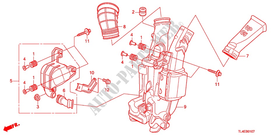 LUFTANSAUGROHR(DIESEL) für Honda ACCORD TOURER 2.2 EX-H 5 Türen 6 gang-Schaltgetriebe 2010