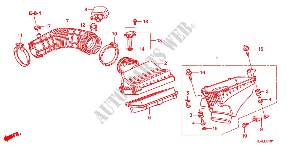 LUFTFILTER(2.4L) für Honda ACCORD TOURER 2.4 EXECUTIVE 5 Türen 6 gang-Schaltgetriebe 2010