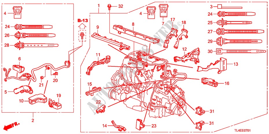 MOTORKABELBAUM(2.4L) für Honda ACCORD TOURER 2.4 EXECUTIVE 5 Türen 6 gang-Schaltgetriebe 2010