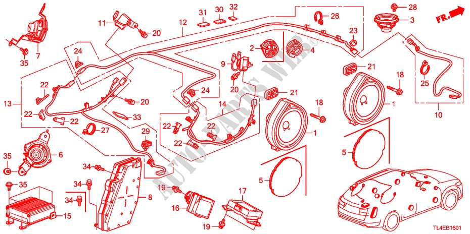 RADIOANTENNE/LAUTSPRECHER(RH) für Honda ACCORD TOURER 2.4 EX 5 Türen 5 gang automatikgetriebe 2011
