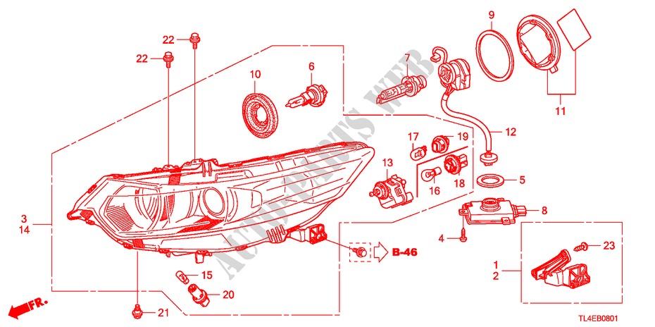 SCHEINWERFER(HID) für Honda ACCORD TOURER 2.4 EXECUTIVE 5 Türen 5 gang automatikgetriebe 2010
