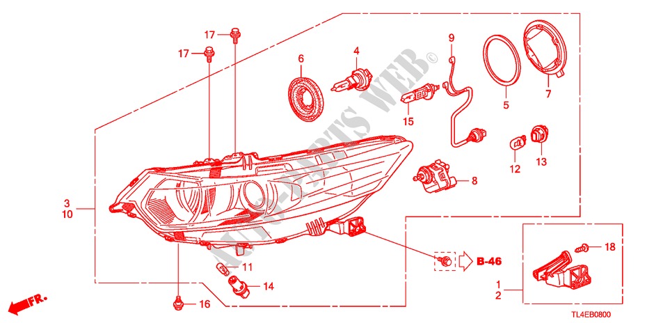 SCHEINWERFER für Honda ACCORD TOURER 2.0 COMFOT 5 Türen 6 gang-Schaltgetriebe 2010