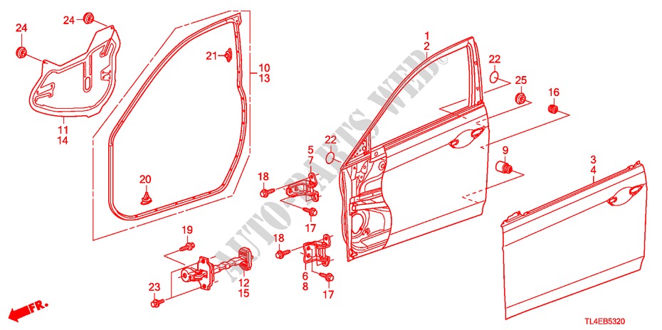 TUERTAFELN, VORNE für Honda ACCORD TOURER 2.4 EXECUTIVE 5 Türen 5 gang automatikgetriebe 2010