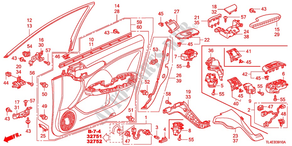 TUERVERKLEIDUNG, VORNE(LH) für Honda ACCORD TOURER 2.4 EXECUTIVE 5 Türen 5 gang automatikgetriebe 2010