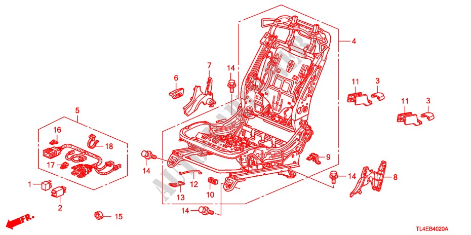 VORNE SITZKOMPONENTEN(R.)(MANUELLE SCHALTUNG,SITZ) für Honda ACCORD TOURER 2.4 TYPE S 5 Türen 5 gang automatikgetriebe 2010