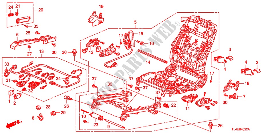VORNE SITZKOMPONENTEN(R.)(VOLLE LEISTUNG, SITZ)(1) für Honda ACCORD TOURER 2.4 EXECUTIVE 5 Türen 5 gang automatikgetriebe 2010