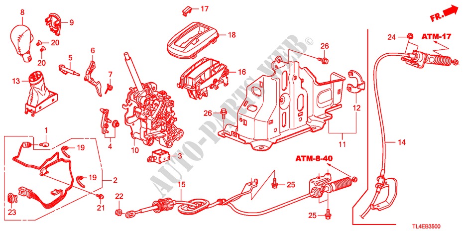 WAHLHEBEL(LH) für Honda ACCORD TOURER 2.0 S 5 Türen 5 gang automatikgetriebe 2010