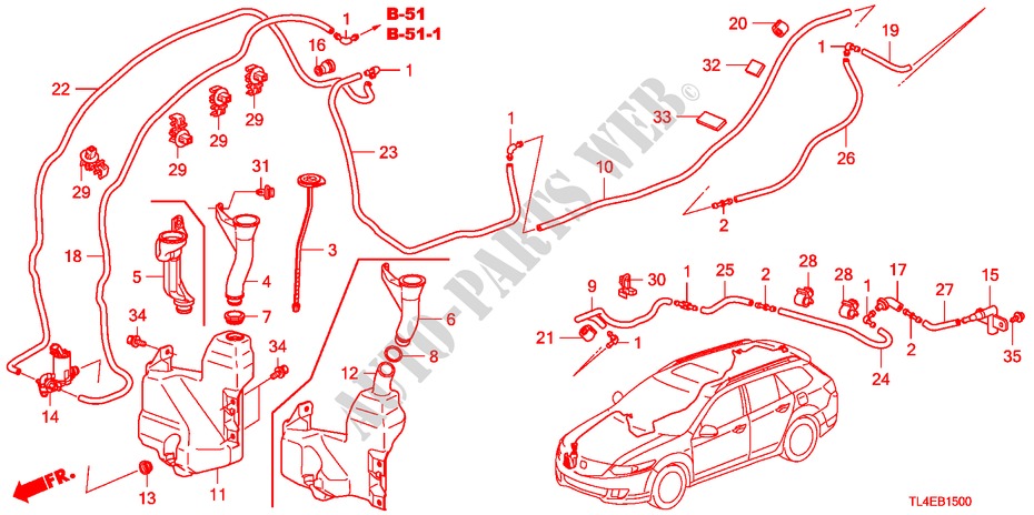 WINDSCHUTZSCHEIBENWASCHER für Honda ACCORD TOURER 2.0 ES-GT 5 Türen 5 gang automatikgetriebe 2010