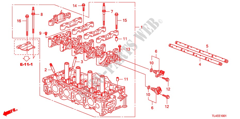 ZYLINDERKOPF(2.4L) für Honda ACCORD TOURER 2.4 EXECUTIVE 5 Türen 6 gang-Schaltgetriebe 2010
