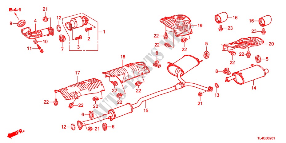 AUSPUFFROHR(2.4L) für Honda ACCORD TOURER 2.4 TYPE S 5 Türen 5 gang automatikgetriebe 2012