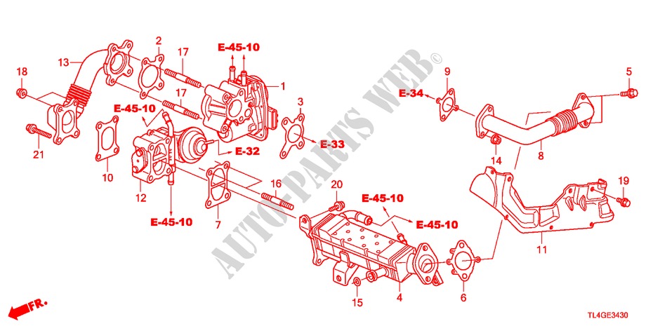 EGR STEUERVENTIL(DIESEL) für Honda ACCORD TOURER 2.2 EX 5 Türen 5 gang automatikgetriebe 2012