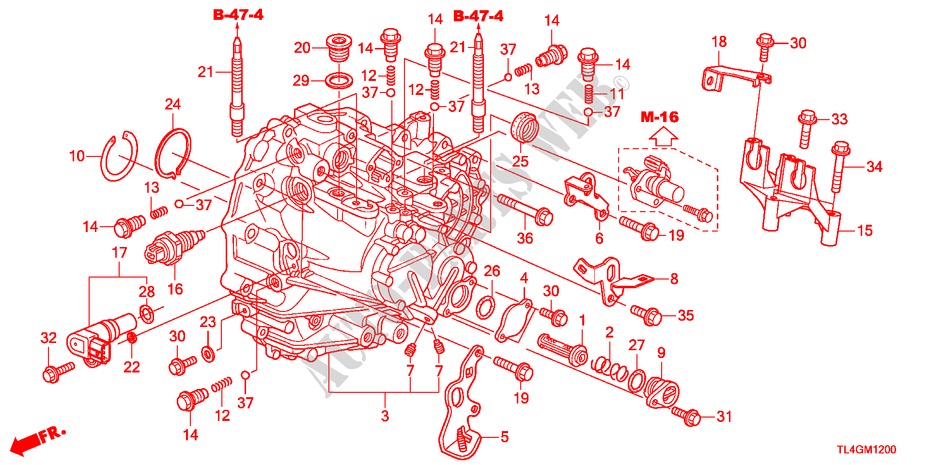 GETRIEBEGEHAEUSE(DIESEL) für Honda ACCORD TOURER 2.2 ELEGANCE 5 Türen 6 gang-Schaltgetriebe 2012