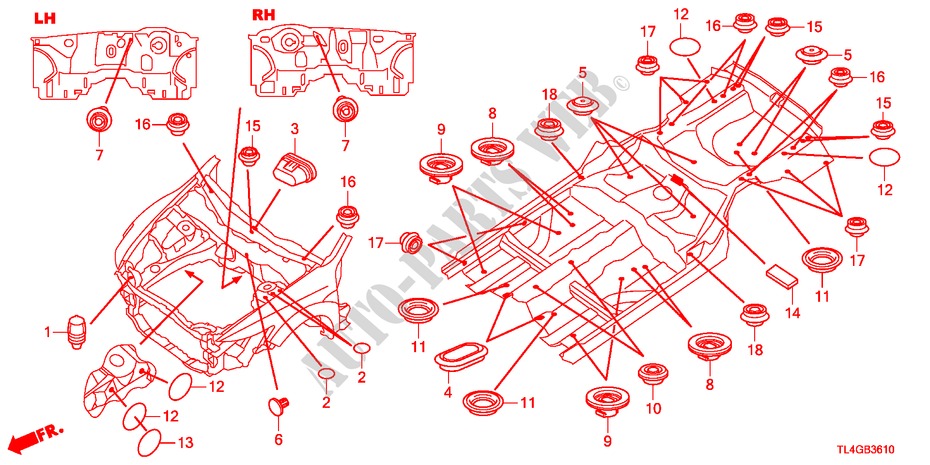 GUMMITUELLE(VORNE) für Honda ACCORD TOURER 2.2 EXECUTIVE-H 5 Türen 6 gang-Schaltgetriebe 2012