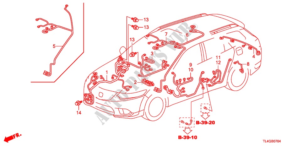 KABELBAUM(3)(LH) für Honda ACCORD TOURER 2.0 S 5 Türen 5 gang automatikgetriebe 2012