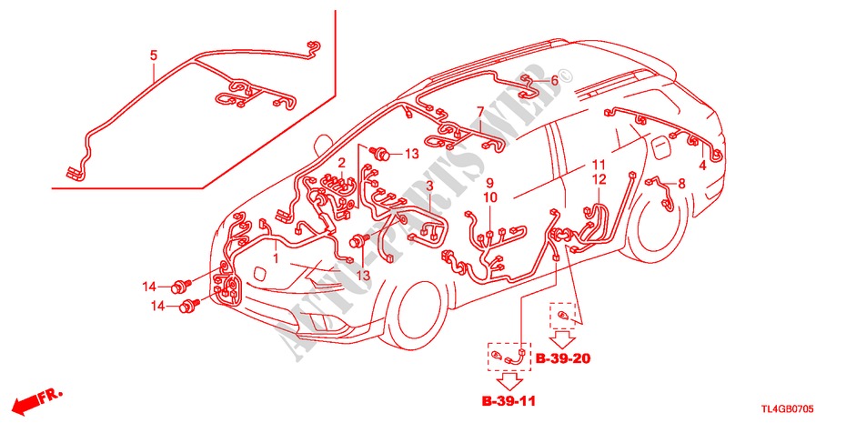 KABELBAUM(3)(RH) für Honda ACCORD TOURER 2.2 EXECUTIVE 5 Türen 5 gang automatikgetriebe 2012