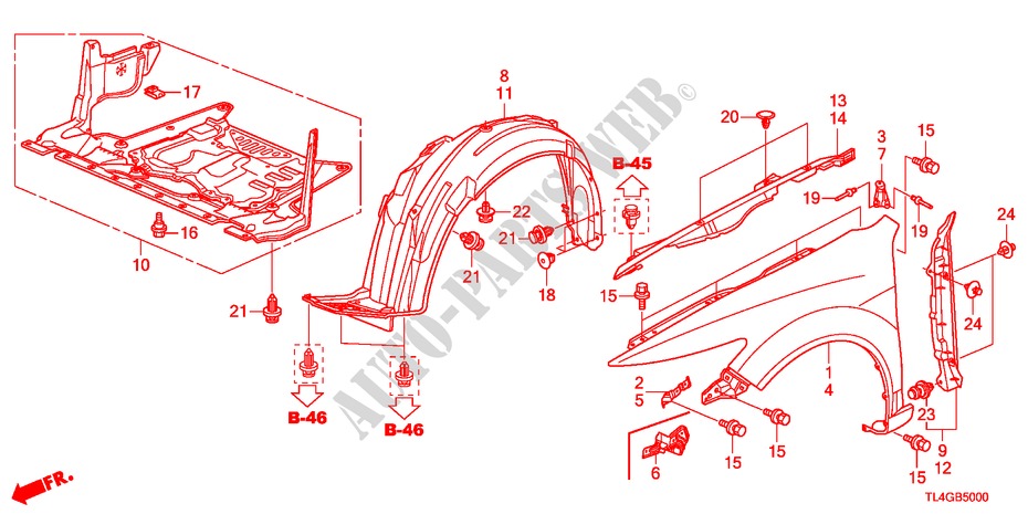 KOTFLUEGEL, VORNE für Honda ACCORD TOURER 2.2 ES-GT 5 Türen 5 gang automatikgetriebe 2012