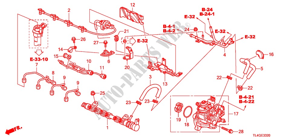 KRAFTSTOFF, SCHIENE/HOCHDRUCKPUMPE(DIESEL) für Honda ACCORD TOURER 2.2 ES 5 Türen 6 gang-Schaltgetriebe 2012
