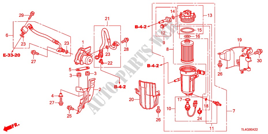 KRAFTSTOFFSIEB(DIESEL)(AT) für Honda ACCORD TOURER 2.2 ES-GT 5 Türen 5 gang automatikgetriebe 2012