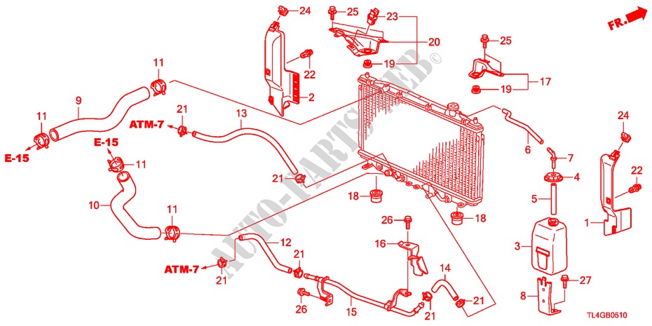 KUEHLERSCHLAUCH/RESERVETANK(2.0L) für Honda ACCORD TOURER 2.0 EXECUTIVE 5 Türen 5 gang automatikgetriebe 2012
