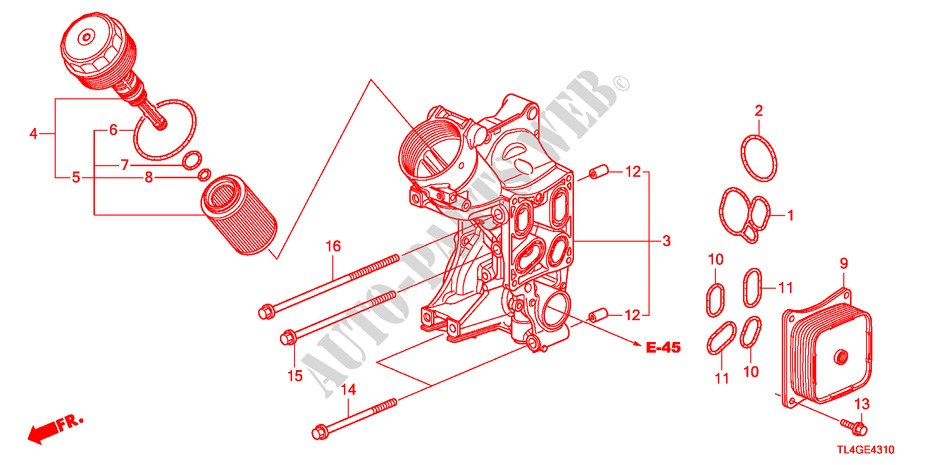 OELFILTERGEHAEUSE(DIESEL) für Honda ACCORD TOURER 2.2 ES-GT 5 Türen 5 gang automatikgetriebe 2012