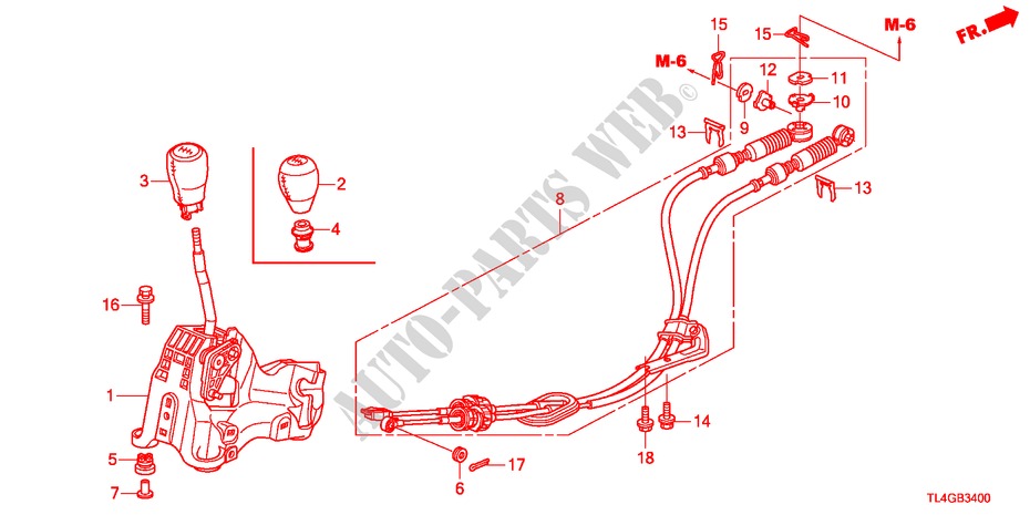 SCHALTHEBEL für Honda ACCORD TOURER 2.0 COMFOT 5 Türen 6 gang-Schaltgetriebe 2012