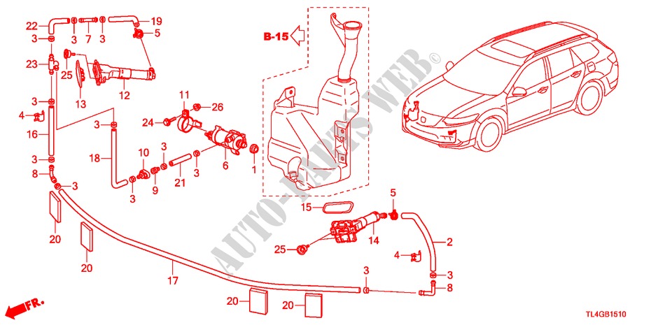 SCHEINWERFERWASCHER für Honda ACCORD TOURER 2.2 EXECUTIVE 5 Türen 6 gang-Schaltgetriebe 2012