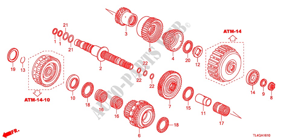 SEKUNDAERWELLE(DIESEL) für Honda ACCORD TOURER 2.2 ES-GT 5 Türen 5 gang automatikgetriebe 2012